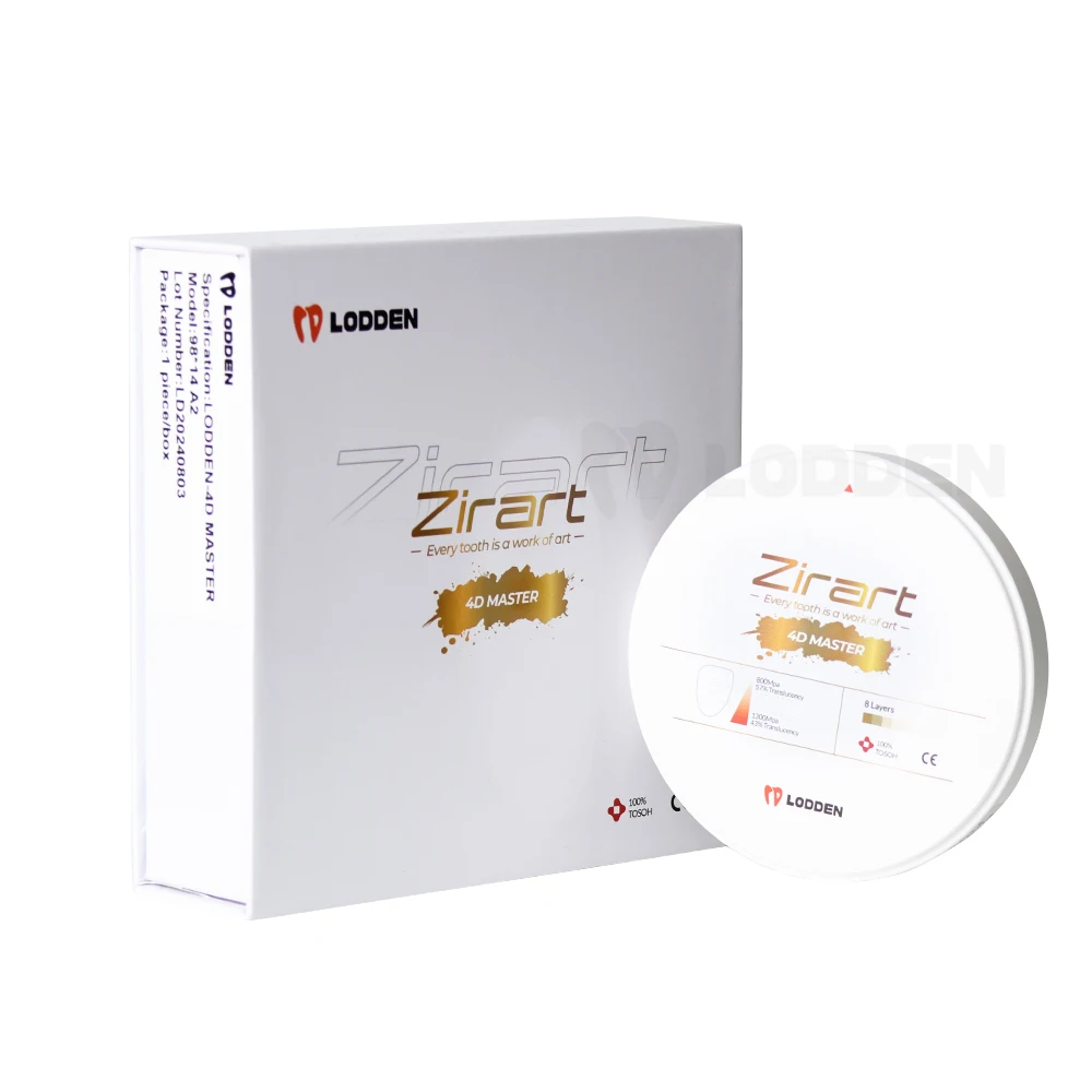 LODDEN Dental Dentistry Material Product 98x14mm Zirconia 4D MASTER 100% Tosoh Raw Material CAD CAM 8 Layers Strength Gradient