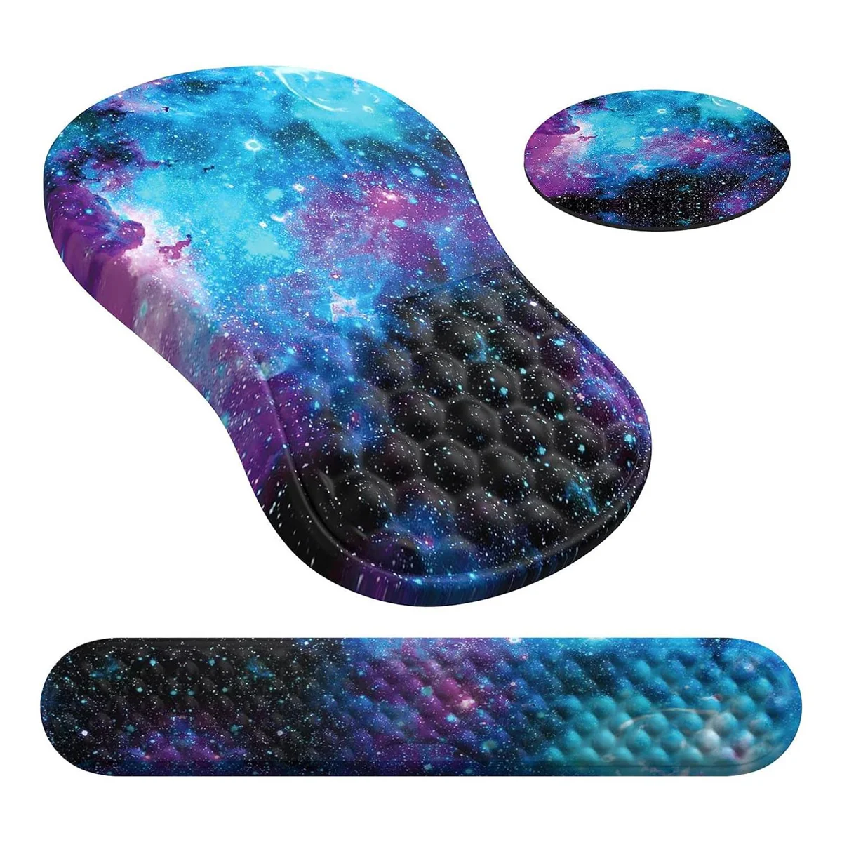 3 PCS Ergonomic Mouse Pad with Wrist Rest and Keyboard Pad Set, Computer Mouse Pads for Home Desk with Coaster-C