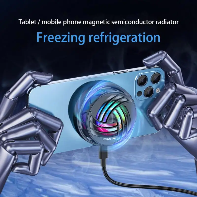 Universal Mobile Phone Magnetic Semiconductor Radiator K6 with RGB Colorful Light Ice-cold Cooling Fan Fast Phone Cooling Fan