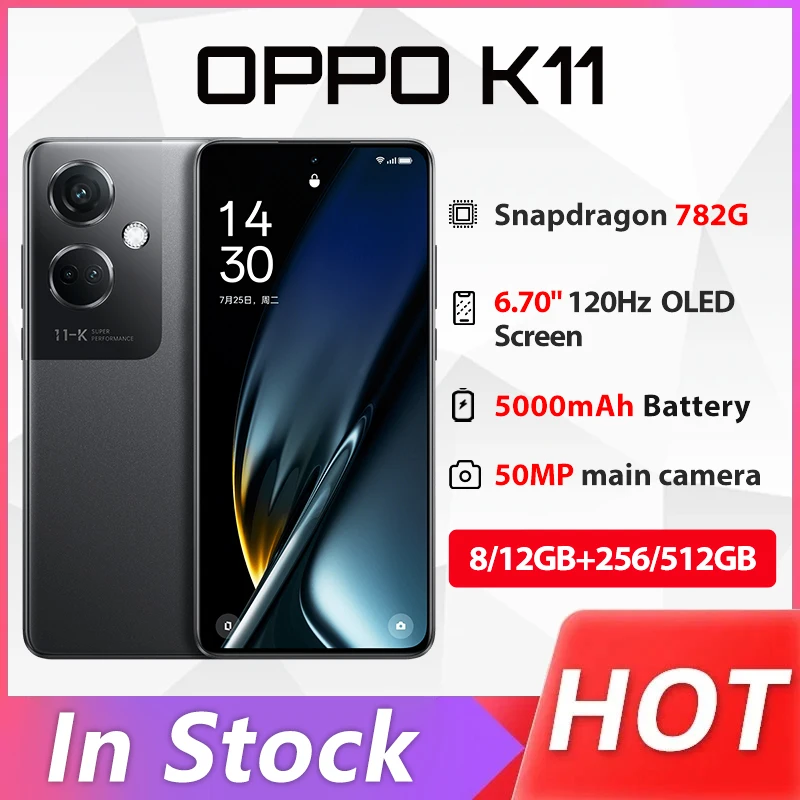 NEW OPPO K11 5G Cell Phone Snapdragon 782G 6.7'' 120Hz OLED NFC 50MP Camera 5000mAh Battery 100W SuperVOOC Charging 12