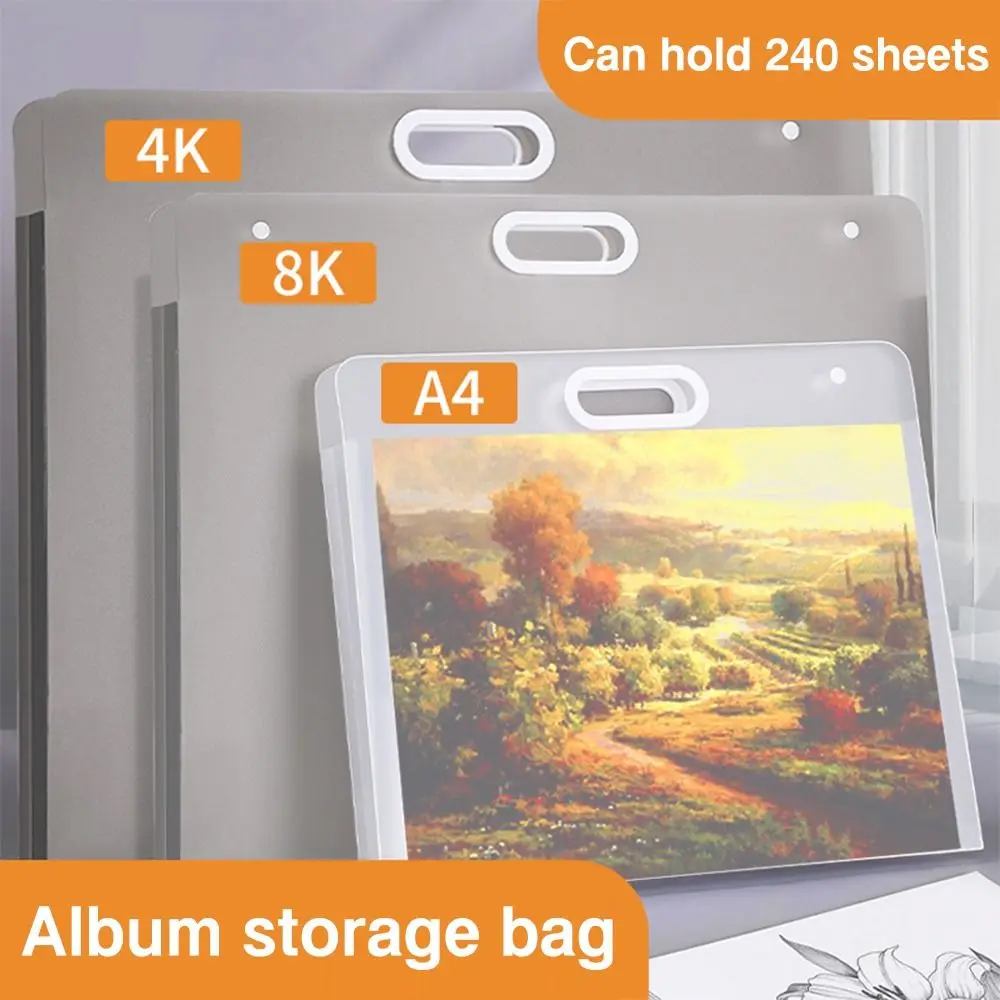 Transparent A2/A3/A4 File Folder Portable 4K/8K/16K Painting Paper Storage Bag Waterproof Drawing Bag Student Gift