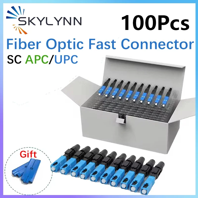 100PCS SC APC/UPC Field Quick Assembly FTTH Embedded Fibre Optic Quick Connector SC APC SC UPC Cold Connector High Quality