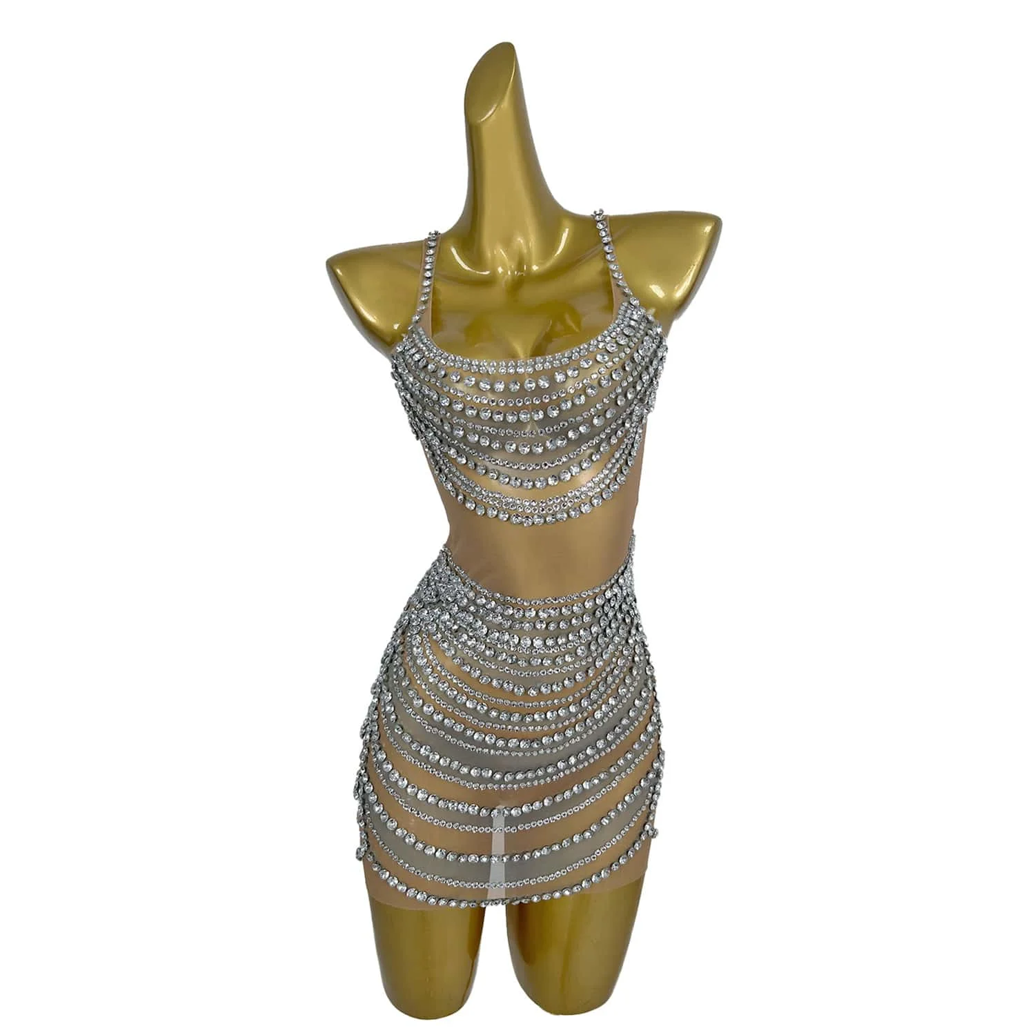 Women Sparkly Diamond Dress Sexy Mini Dress Nightclub Outfit Party Celebrate Photo Shoot Dance Performance Stage Wear Fanwan