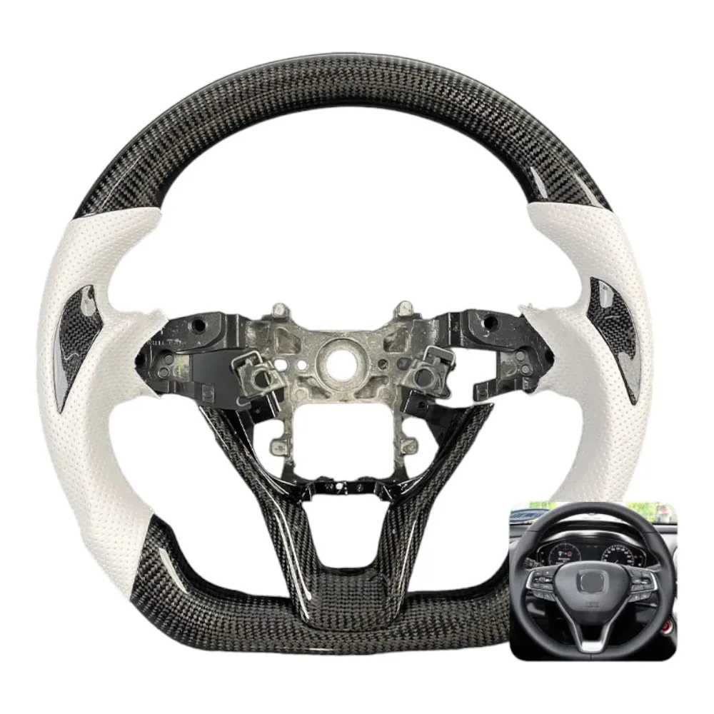 Steering Wheel for Honda Accord 10th Custom White Perforated Leather Car Accessories Carbon Fiber