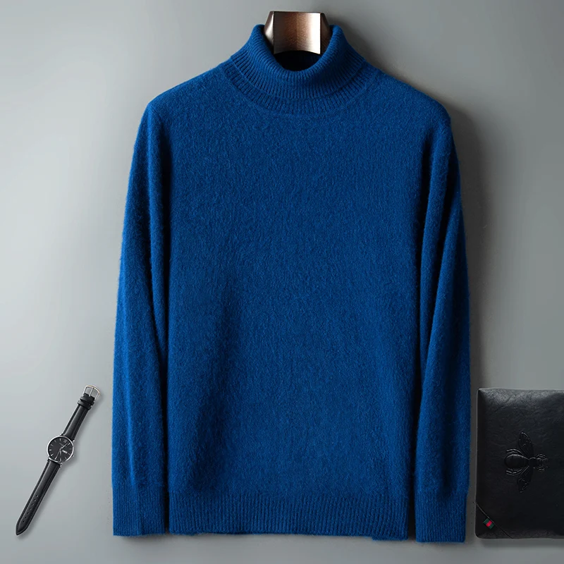 100% Mink Cashmere High Collar Pullover Plus Size Women's Fashion Woman Knitwear Tops Autumn Winter Solid Color Thick Sweat