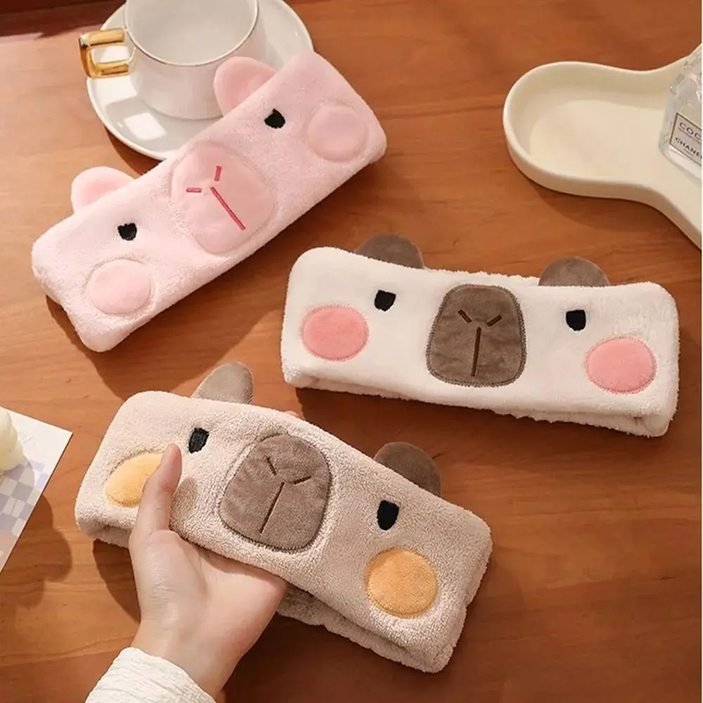 Coral Velvet Cartoon Hairband Non-Slip Water Absorption Wide-brimmed Makeup Headband Elastic Hair Accessories
