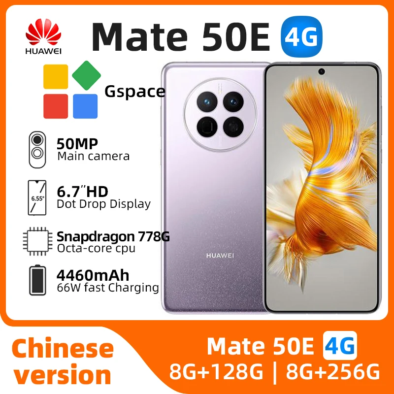 Huawei Mate 50E 4G 6.7inch 90Hz Screen SmartPhone CPU Snapdragon 778G 50MP Camera 4460mAh 66W Charge Original Used Phone