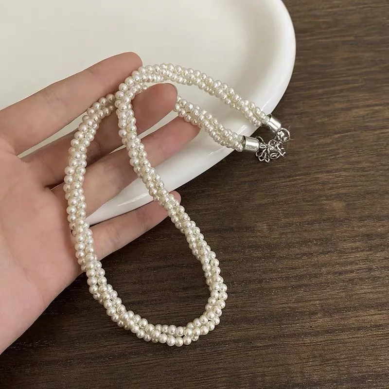 Baroque pearl necklace for women light luxury niche double choker advanced imitation pearl clavicle chain