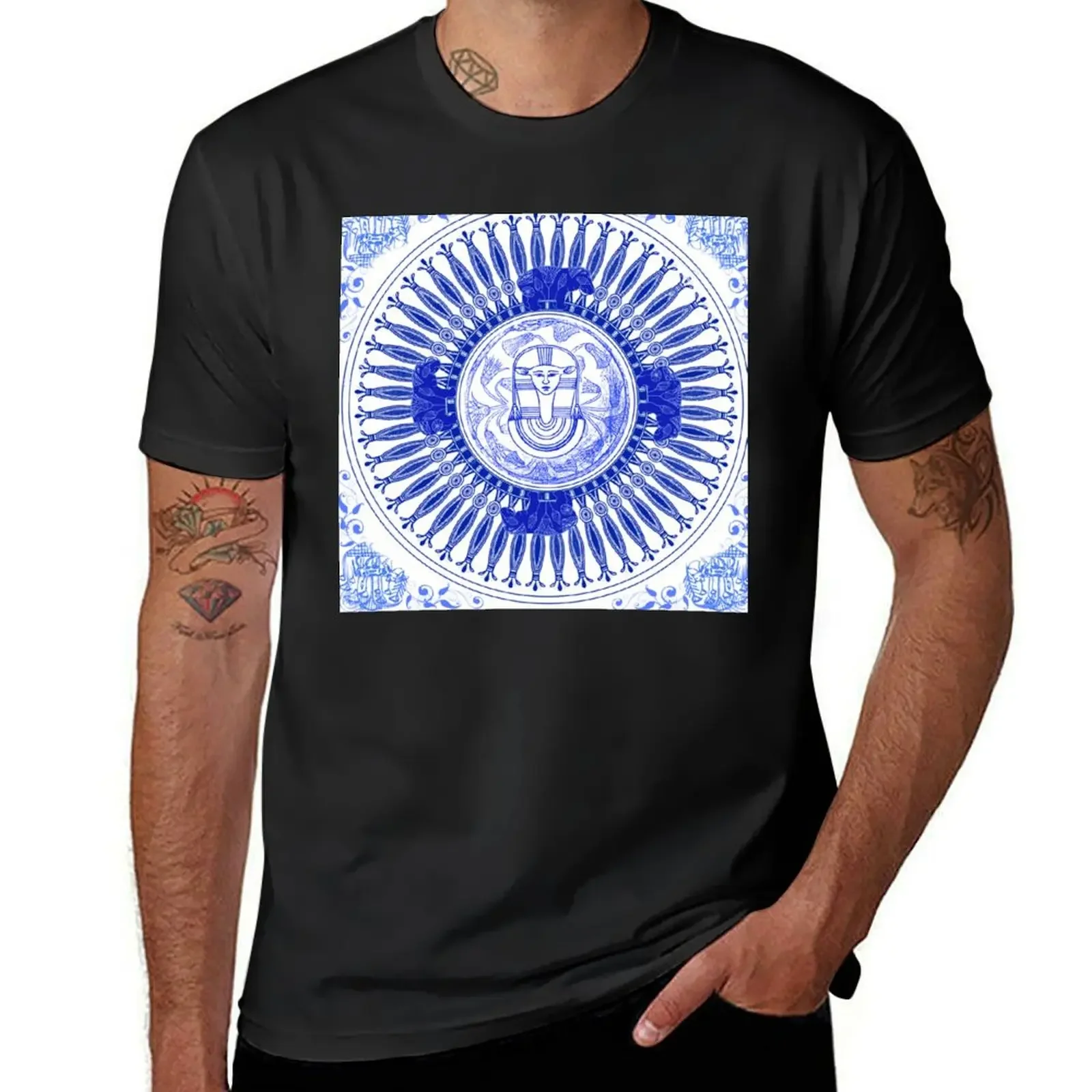 Egyptian Blue and White Hathor (SPODE INSPIRED) T-Shirt graphic tee shirt tees graphics t shirt men