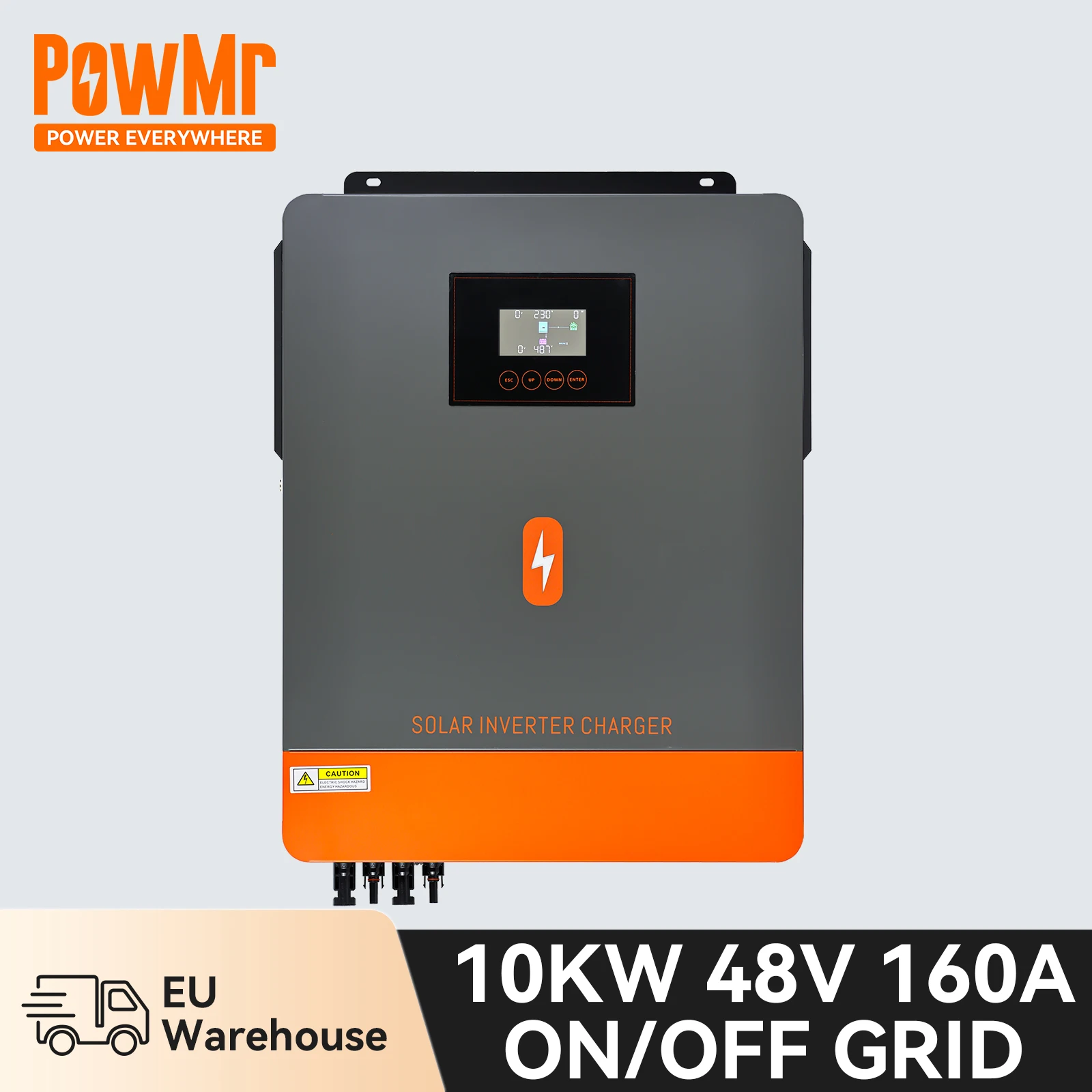 PowMr 10KW 48V Grid-Tie Hybrid Solar Inverter MPPT 160A On & Off Grid Pure Sine Wave Inverter Dual PV Input Dual AC Output