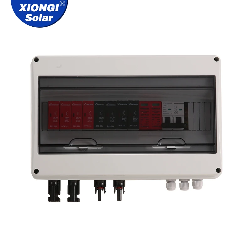 Solar Photovoltaic PV Combiner Box 4-1-600V String IP65 PV Solar Surge Lightning Protection Outdoor Waterproof