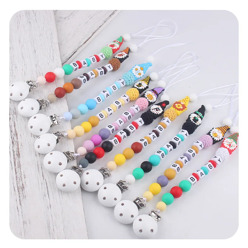 New Baby Personalized Name Pacifier Clip Chains Nipple Dummy Holder Soother Toddler Infant Feeding Teething Chew Christmas Gift