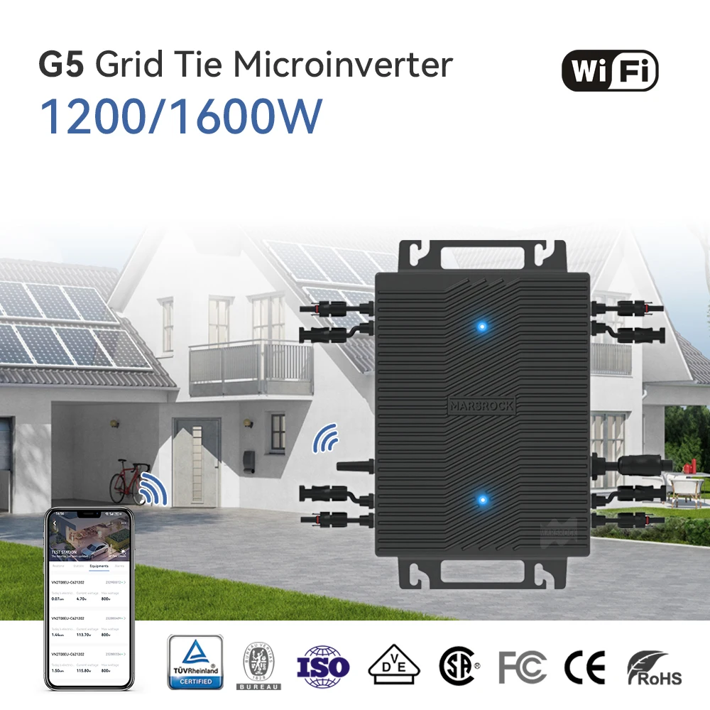 1200W 1600W DC 20-60V to AC 230V Solar Microinverter With Wifi and 2 MPPT Function Grid Tie Inverter Max Connect 4X500W Panels