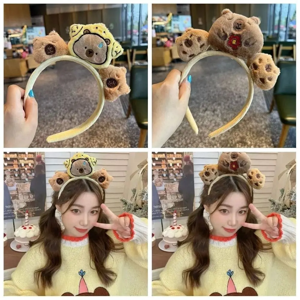 New Korean Style Star Cartoon Capybara Headband Fashion Cute Anime Doll Hairband Makeup Tool Party Wash Face Headband