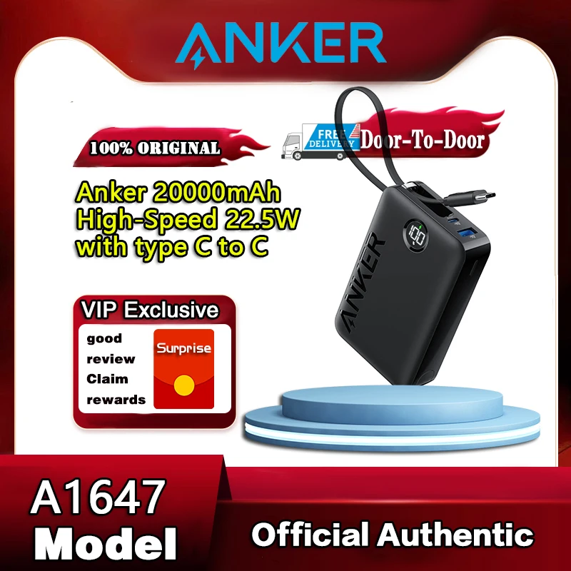 Anker 20000mAh 22.5W Powerbank Fast Charging Powercore Power Bank Portable Charger With USB C Cable (A1647)