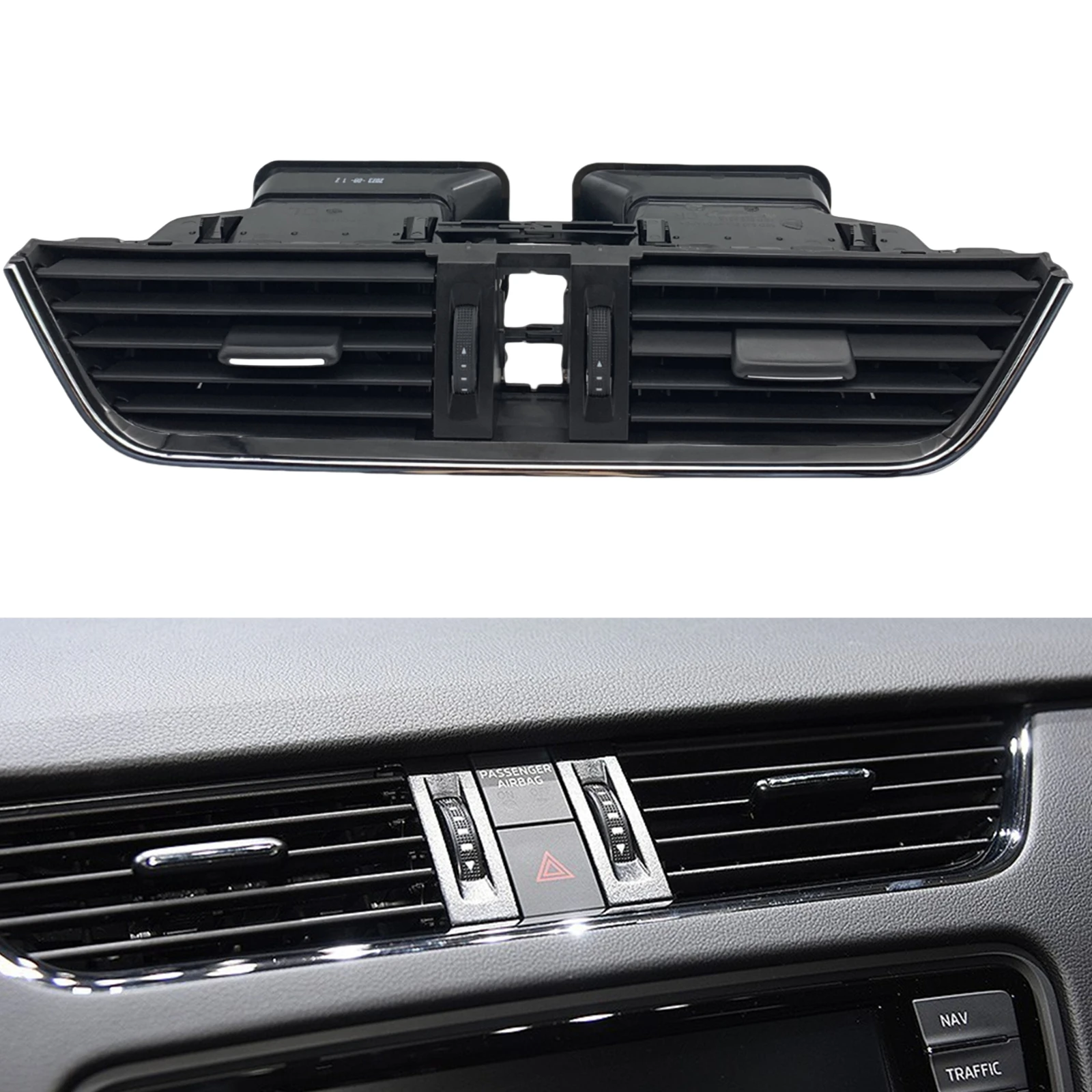 Car Interior Front Center Console Dashboard Air Vent Assembly Dash Conditioning Outlet Grille For Skoda Octavia 2015-2021