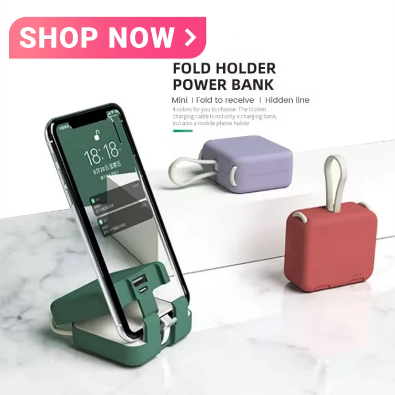 Phone Holder Power Bank Creative Handbag Style Back Clip Phone Powerbank Portable Mobile Mini Power Supply 4000mah Universal