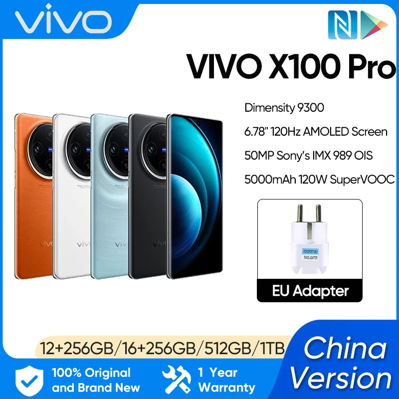 VIVO X100 Pro 5G Smartphone 6.78 Inches LTPO AMOLED Screen Dimensity 9300 50MP Camera 100W SuperCharger Android 14