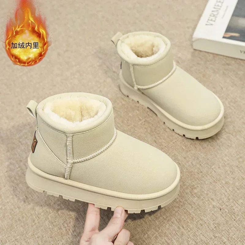 Children's Snow Boots Winter Velvet and Thicken Child Boots Girls Boys Water Proof Wear-resistant Anti-slip Shoes Kids Snow