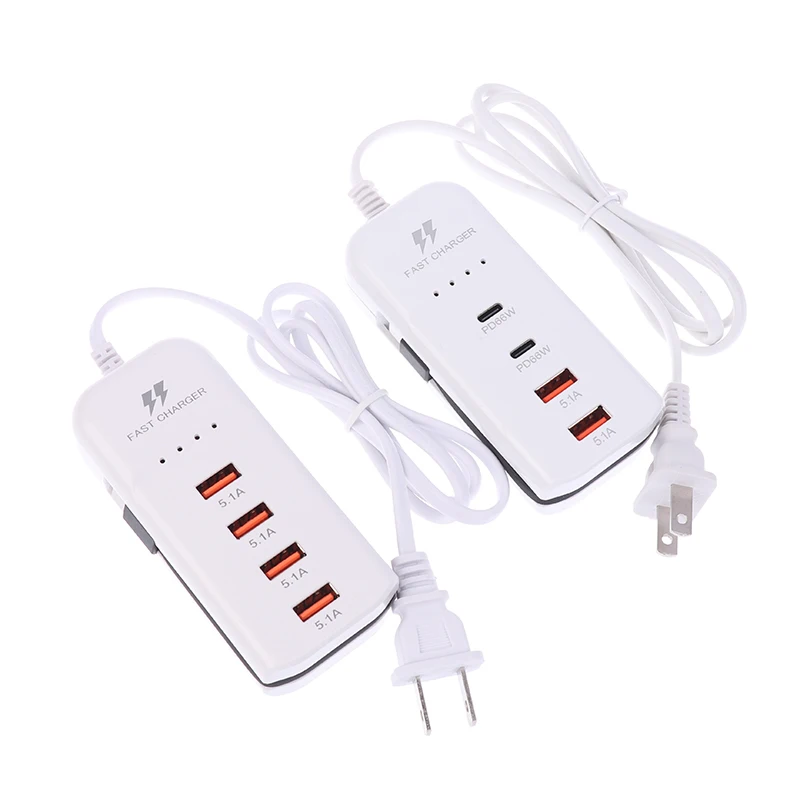 1PC USB Hub Adapter Mobile Phone US Plug Quick Charger USB Charger PD Type C Fast Charge Quick Wall Chargers Multiport