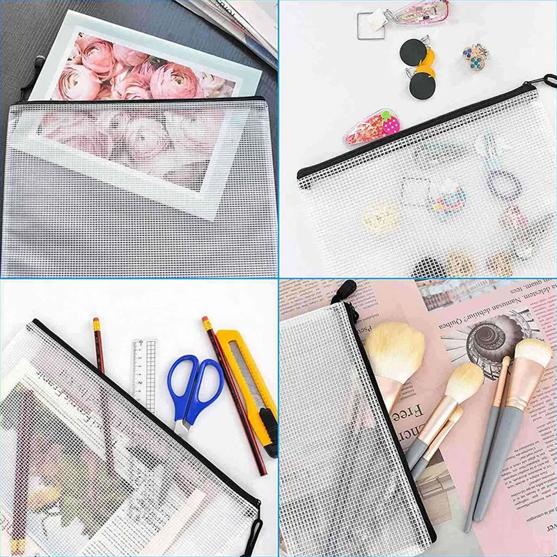 12Piece Plastic Mesh Zipper Bag Multifunctional Waterproof Folder File Organizer