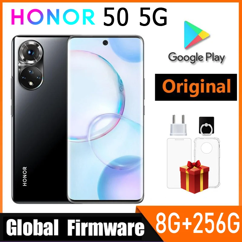 HONOR 50 5G Smartphone Global Firmware 8GB RAM 256G ROM CPU Qualcomm Snapdragon 778G Main camera 108MP 6.57-inch