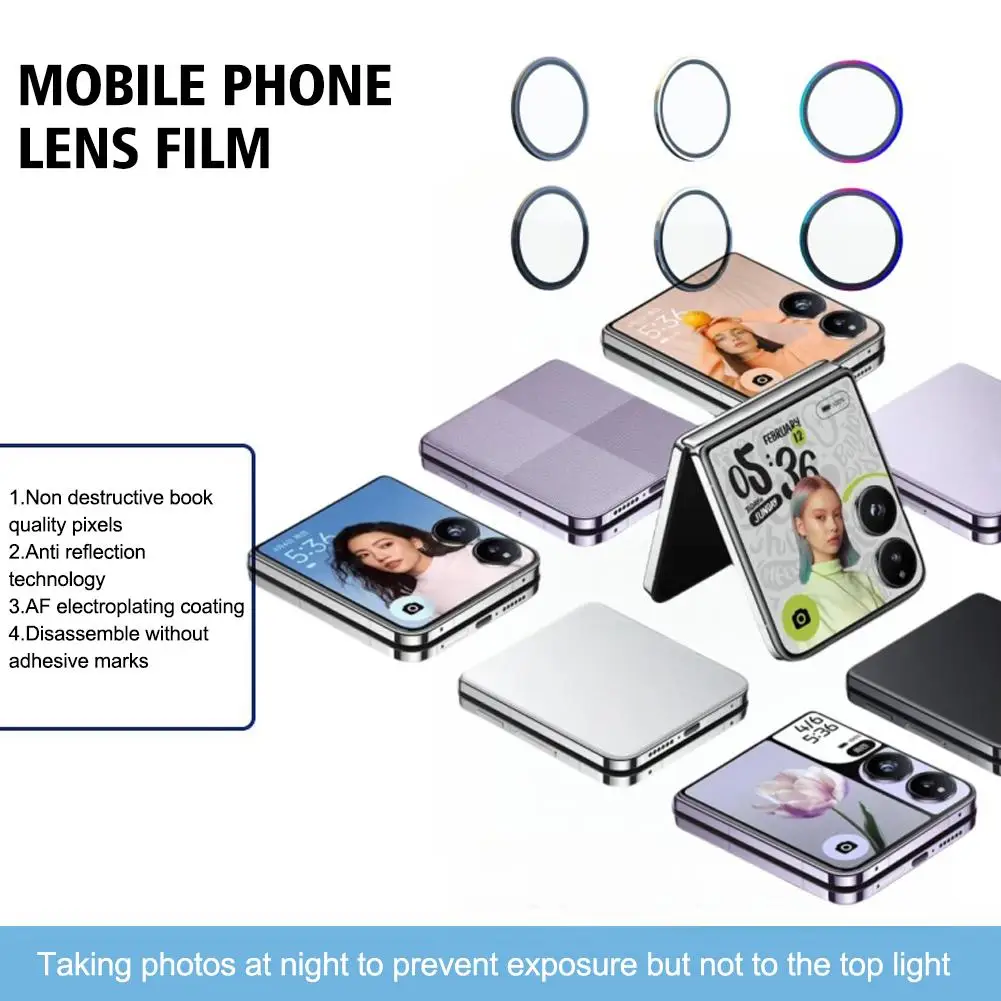 Lens Film For Xiaomi Mix Flip Mobile Phone Metal Eagle Eye Lens Film Rear Camera Tempered Glass Protective Sticker F2V1