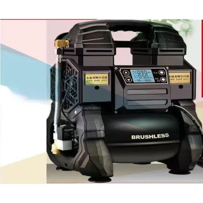 Brushless permanent magnet variable frequency air compressor, small oil-free high-pressure woodworking spray painting compressor