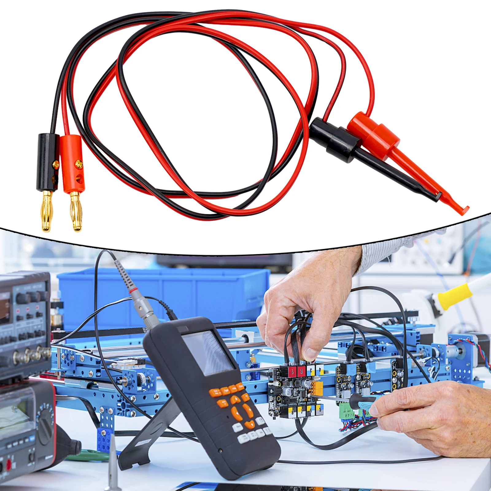 For Multimeter Test Leads Extension 1M Banana Plug Adapter with Hook Clamp Gold Plated for Enhanced Performance