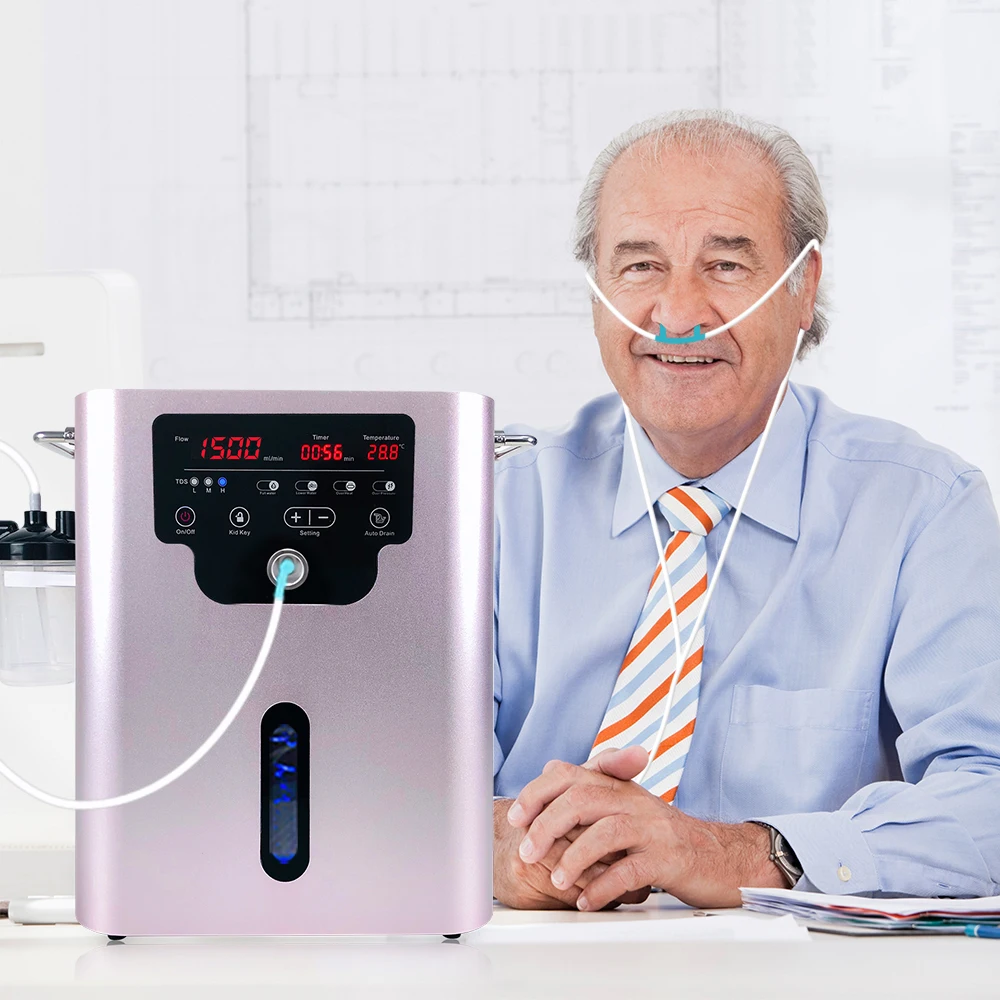 1500ML Oxygen&Hydrogen Generator Device Hydrogen Inhalation Machine Low Noise 99.99% Pure H2 Hydrogen Water Generator Ionize