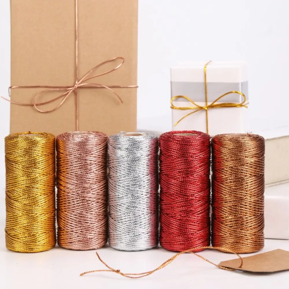 New 1.5mm Christmas Gift Packaging String Thread Cord 100m Rope Gold Silver Cord Home Decor DIY Bracelet Jewelry Making Lanyard