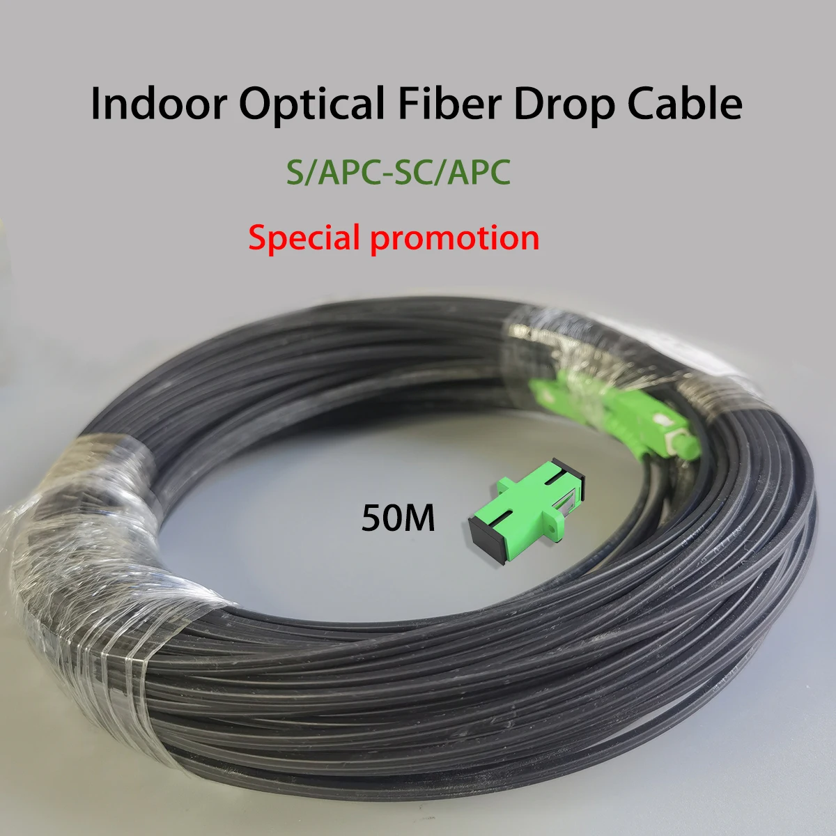 Special Promotion Indoor FTTH SC/APC-SC/APC Drop Fiber Optic Cable SM Fiber Optic Patch Cord Cable Optical Fiber Connectors 50M