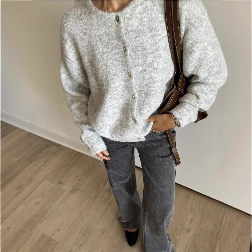 Wool Long Sleeve Sweaters Cashmere Short Cardigan Spring Autumn Women O-Neck Solid Knitwear Tops Fashion Soft Basic Tops Female