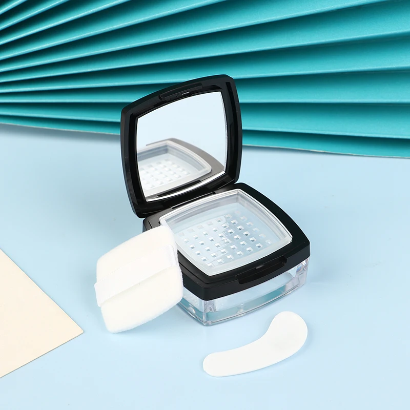 5g Mini Square Powder Box Empty Sieve Loose Powder Pot With Mirror Powder Puff Travel Portable Cosmetic Jar Sifter Container