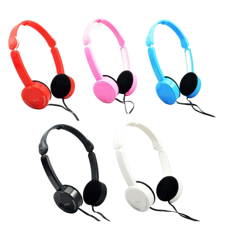 E41W Kids Headphone with Cord Corded Headphone for Kids Stereo Sound Foldable Adjustable 3.5mm Over Ear Kids Headphone