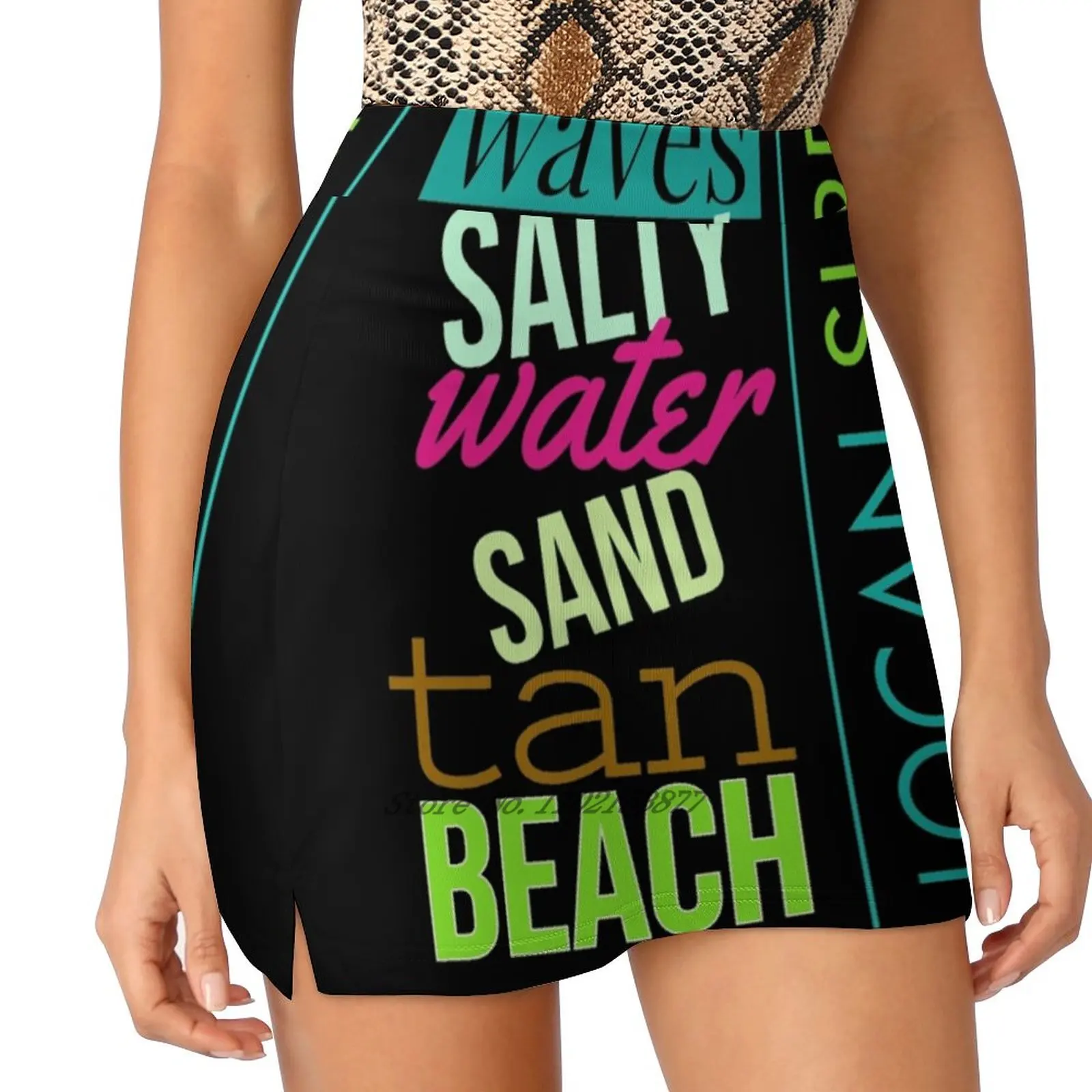 Beach | All Good New Women Skirts Double-Layer Printed Short Dress Mini Sport Skirt Beach Tan Salty Water Sand Phone Covers