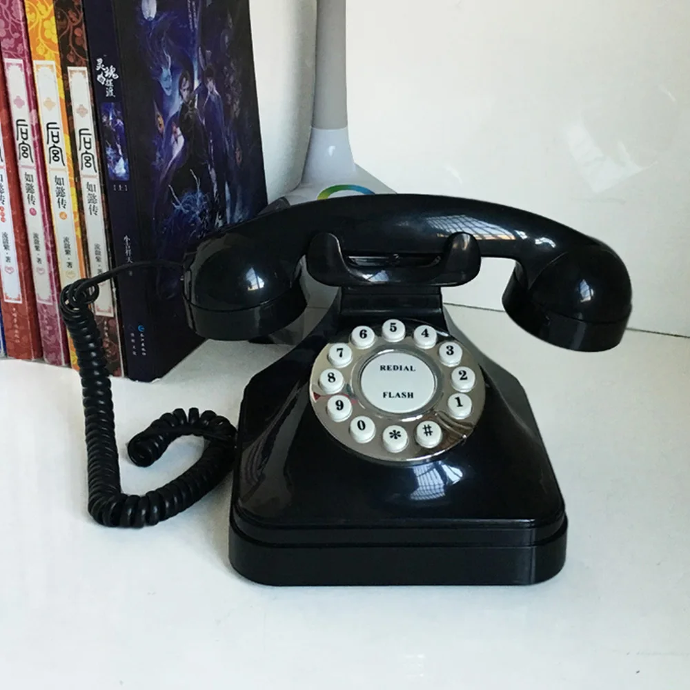 Hot Antique European Vintage Landline Telephone for Home/Office/Hotel,Black HD Call Large Button Landline Telephone Dropshipping