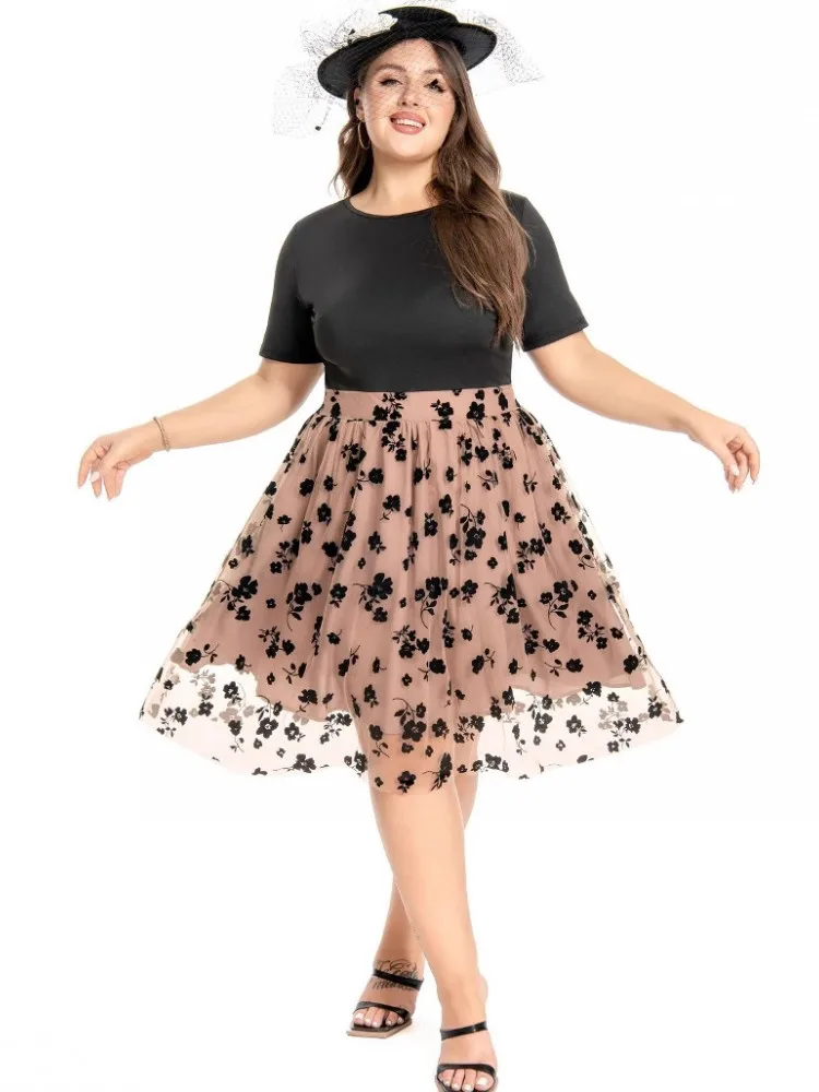 XL-4XL Plus Size Summer New Clothes High Waist Embroidery Skirt For Women Washed Retro Midi Skirt 2025 Spring Big Size Skirt