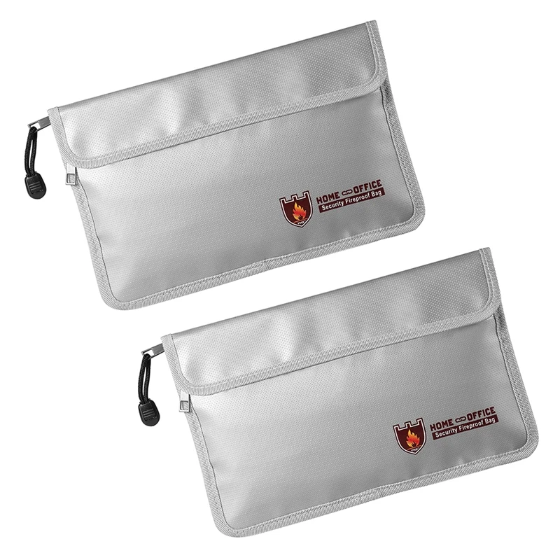 2X Fireproof Document Bag,Waterproof And Fireproof Money Bag With Zipper,Fireproof Safe Storage Pouch For Passport Ect.