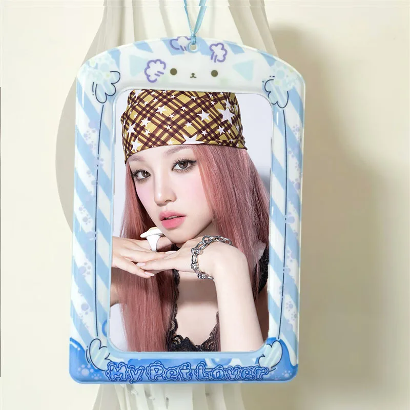 KPOP Blue Puppy Jumbo A4 Card Holder Card Holder Small Card Organizer Star Photo Display Frame Backpack Hanging Decoration Gift