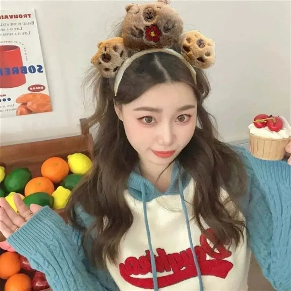 New Korean Style Star Cartoon Capybara Headband Cute Fashion Anime Doll Hairband Makeup Tool Party Wash Face Headband