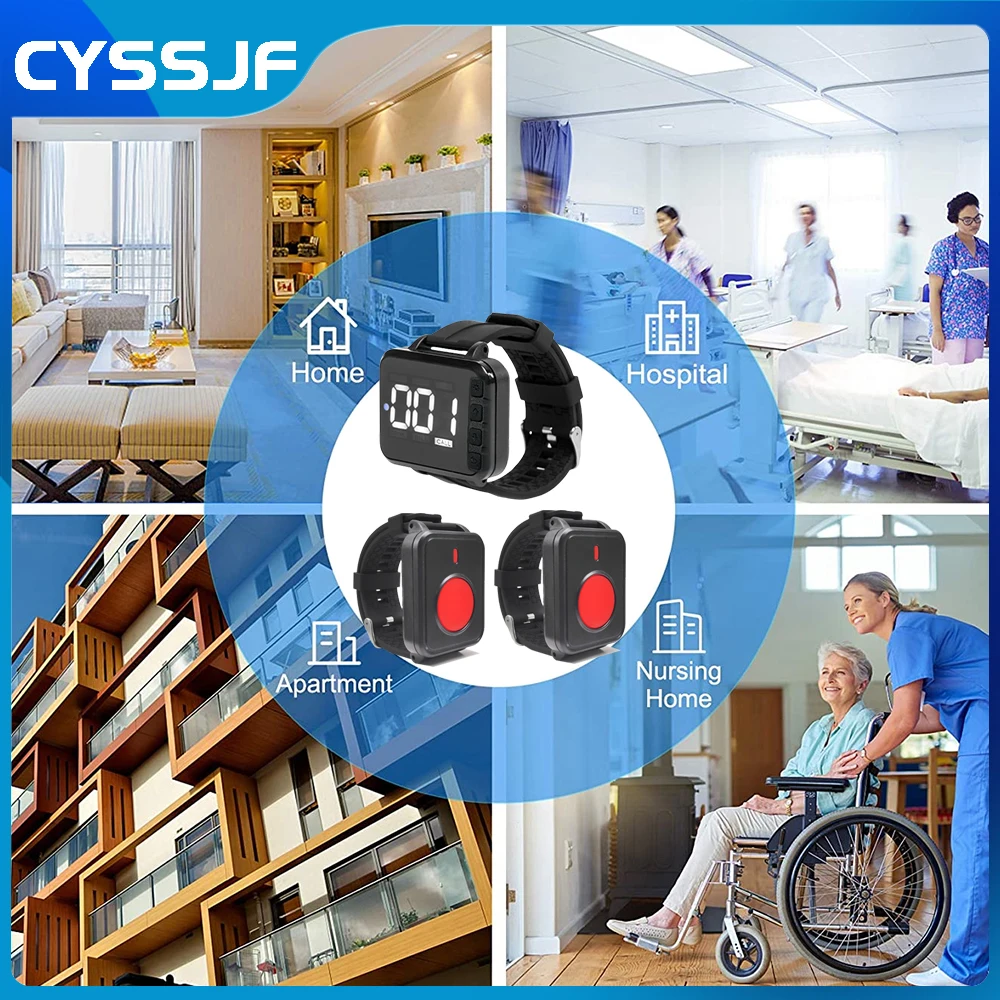 Ycall Caregiver Pager Wireless SOS Watches Call Button for Home Elderly Monitoring Patient Disabled Hospital Nurse Alert System