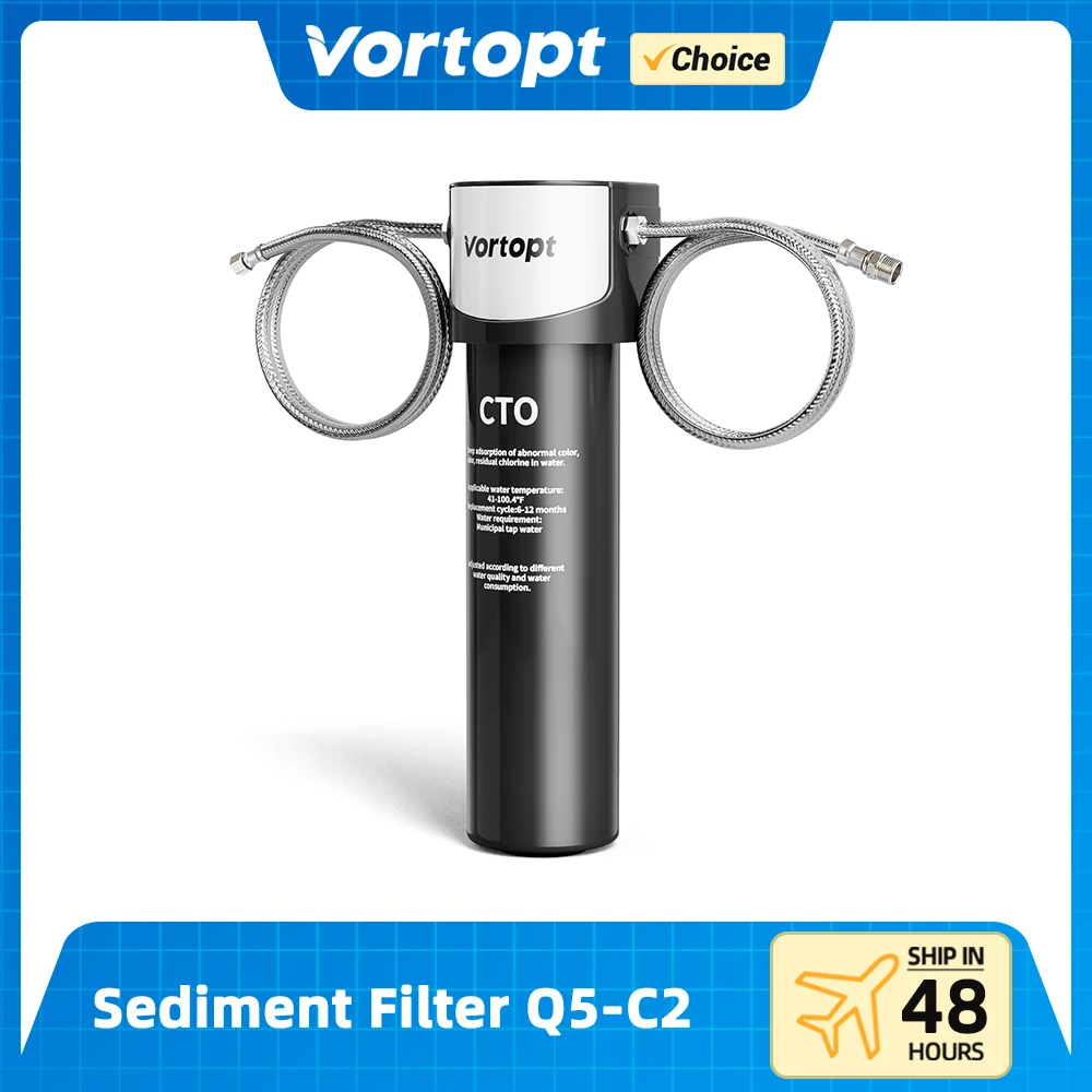 Vortopt Under Sink Water Filter System 19K Gallons NSF/ANSI 42 Certified Water Filtration Reduces Lead Chlorine Q5-C2