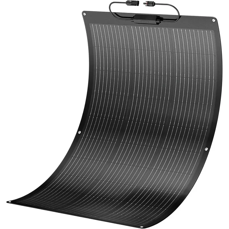 Fiberglass Flexible Solar Panel, Portable Bendable 12 Volts 10BB Mono Cell for RV Camping Home Boat Marine Curve Surface Black