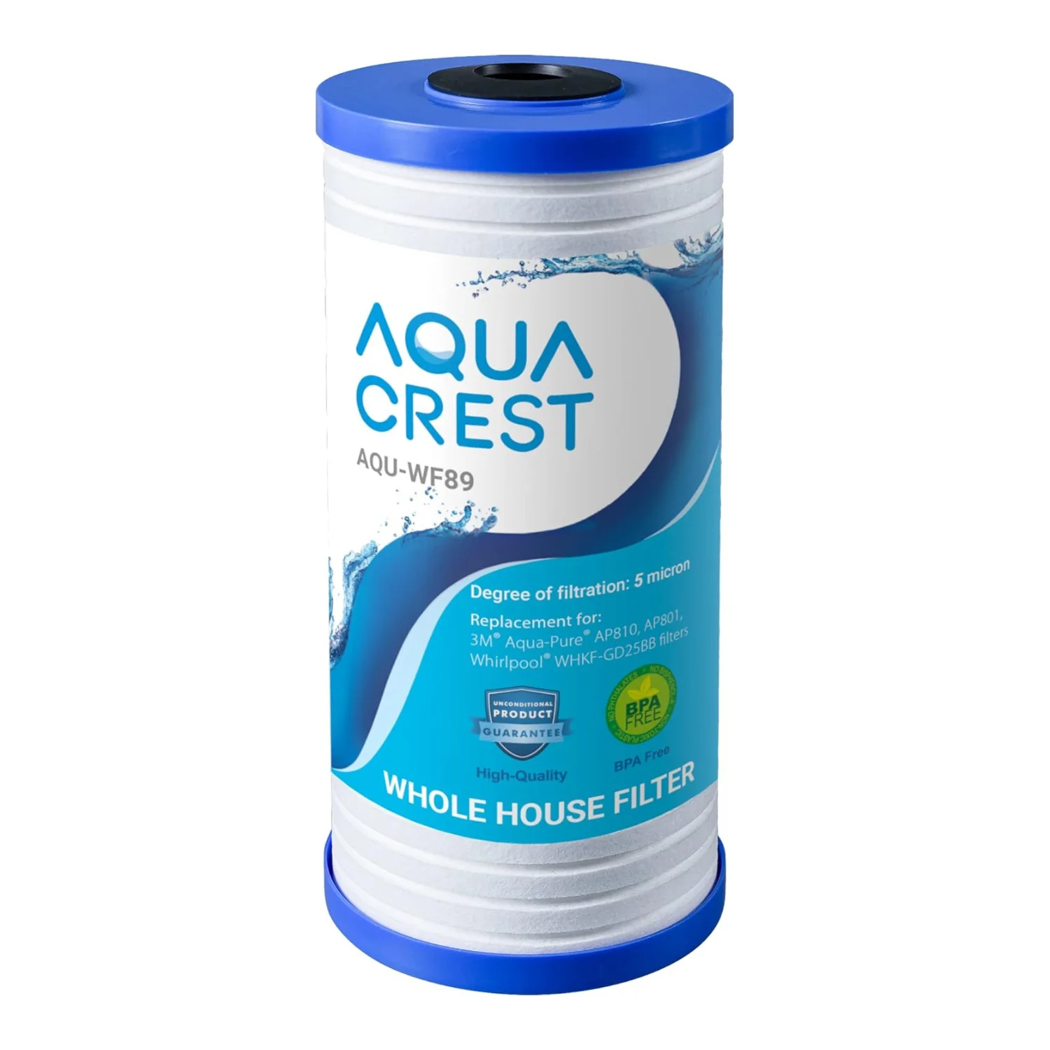 AQUA CREST AP810 Whole House Water Filter Replacement for 3M® Aqua-Pure® AP810, AP801, AP811, Whirlpool® WHKF-GD25BB, 5 Micron