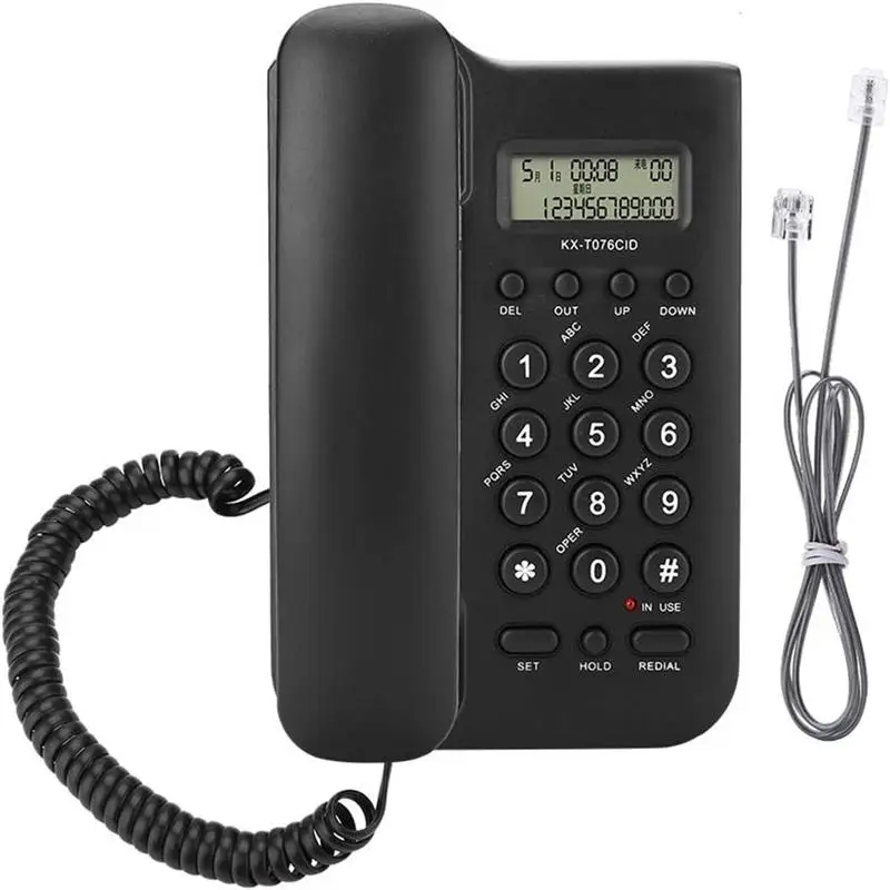 Corded Telephone, Wired Desktop Telephone Landline Telephone /DTMF Home Hotel Telephone with Calls Display for Office (Black)