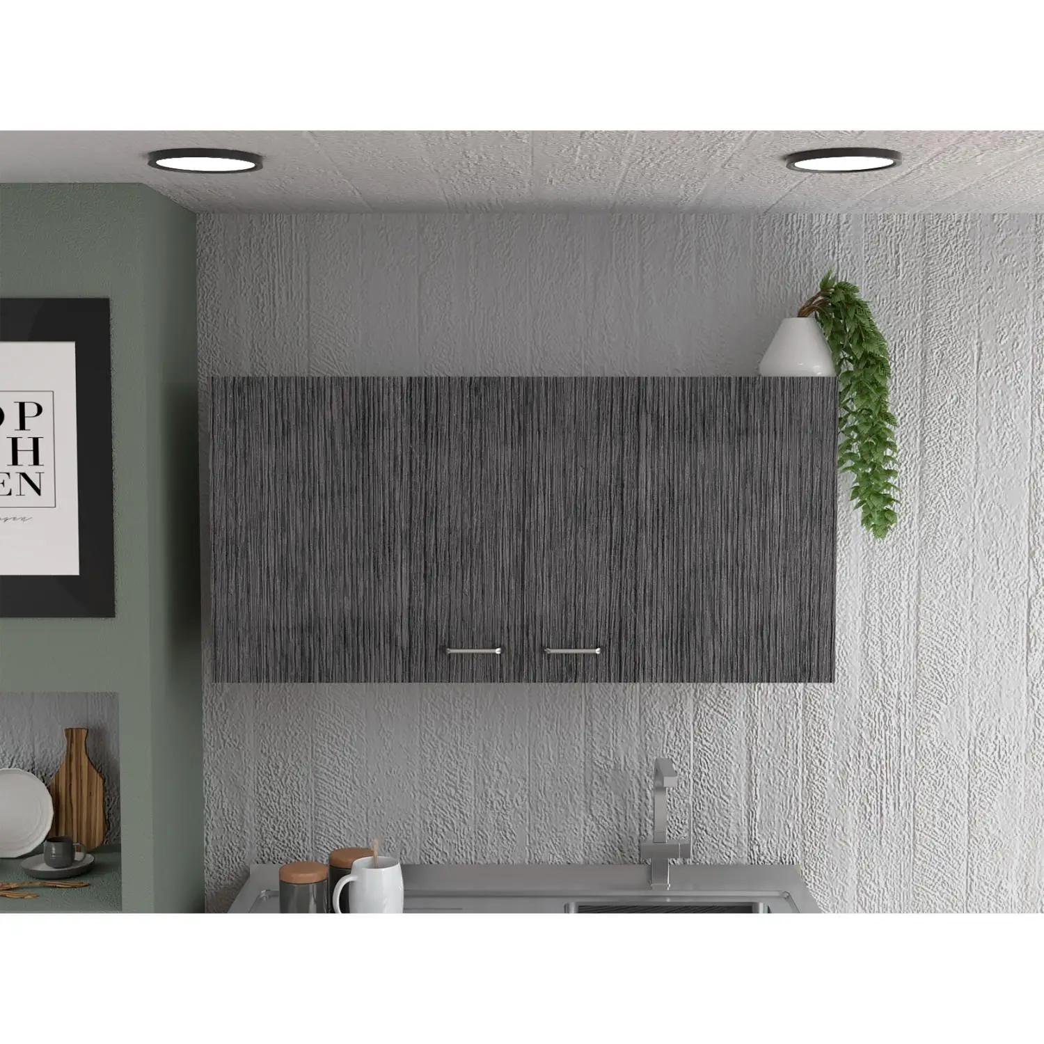Napoles 39" W Double Door Wall Cabinet White - Smokey Oak