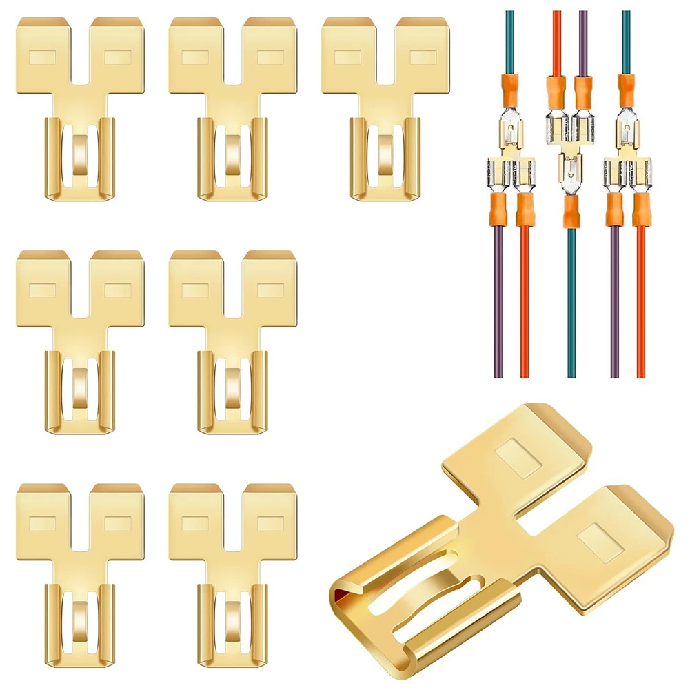 Double Back Shovel Shap Connector Quick Disconnect Electrical 2 Way Wire Connector Terminal Bidirectional Terminal Adapter