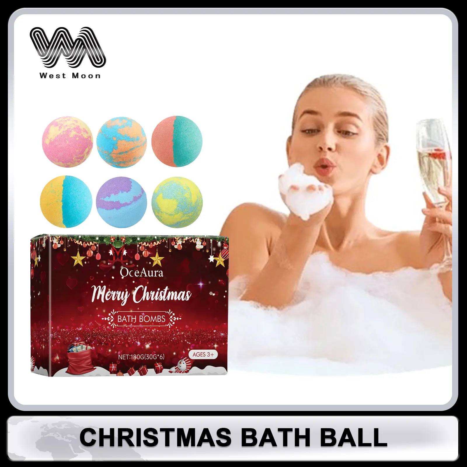 Christmas Bath Salt Balls Exfoliating Deep Cleansing Skin Stress Relief Reduce Dryness Fragrance Ball Shower Body Spa Skin Care