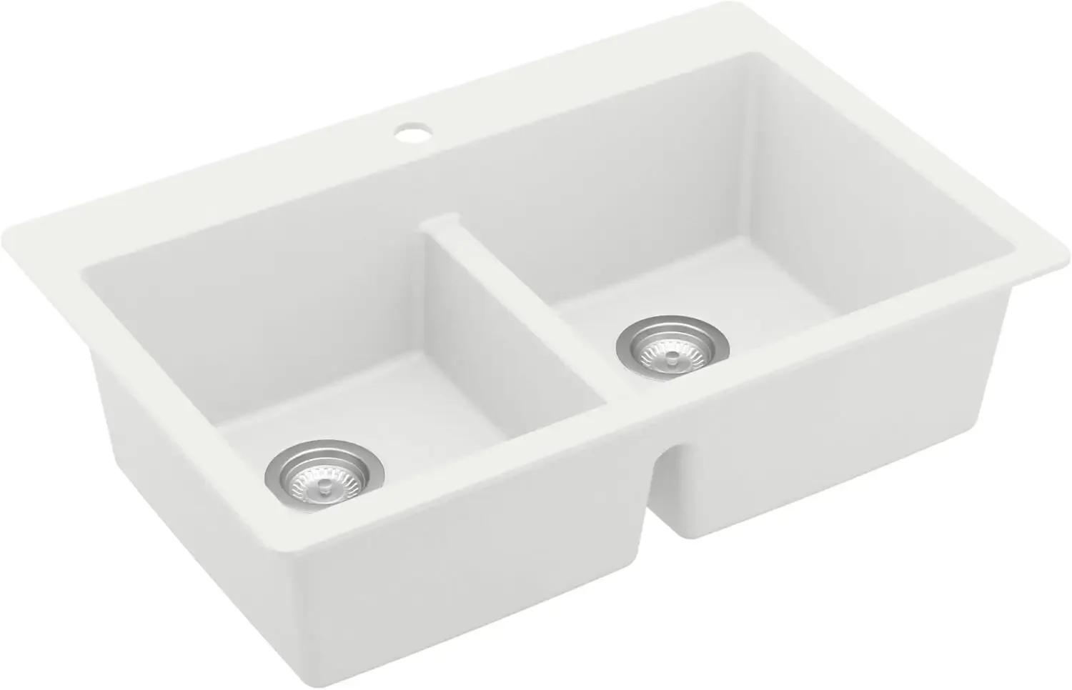 QT-810 33" Top Mount Double Equal Bowl Quartz Kitchen Sink in White
